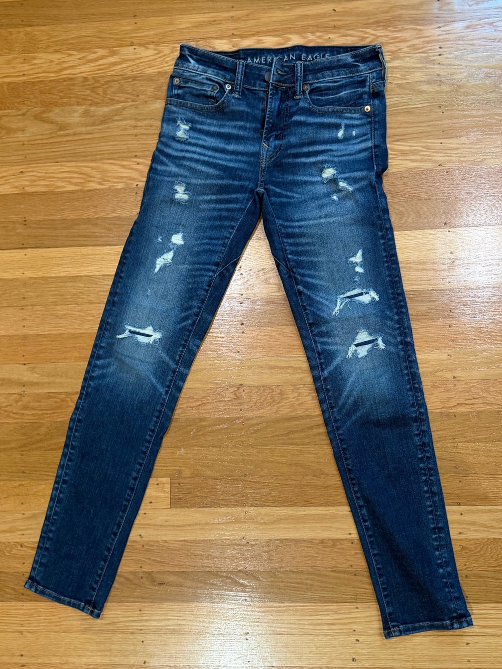 American Eagle Outfitters Airflex 360 Move Free Skinny Dark Blue Jean